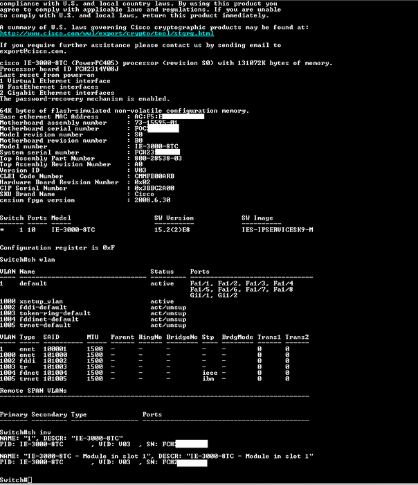 Cisco IE-3000-8TC 8-Port Industrial Ethernet 3000 Series Switch Q$
