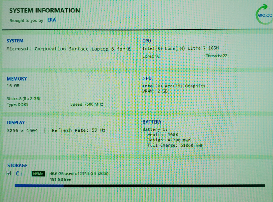 Microsoft Surface Laptop 6 Business- Core Ultra 7 165H, 16GB DDR5, 256GB NVMe  Lap200