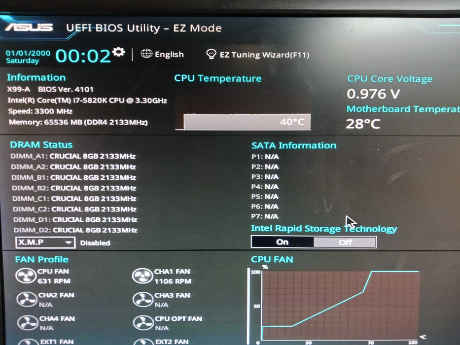 Asus X99-A Motherboard & Intel i7-5820K @3.3Ghz CPU & Cooler