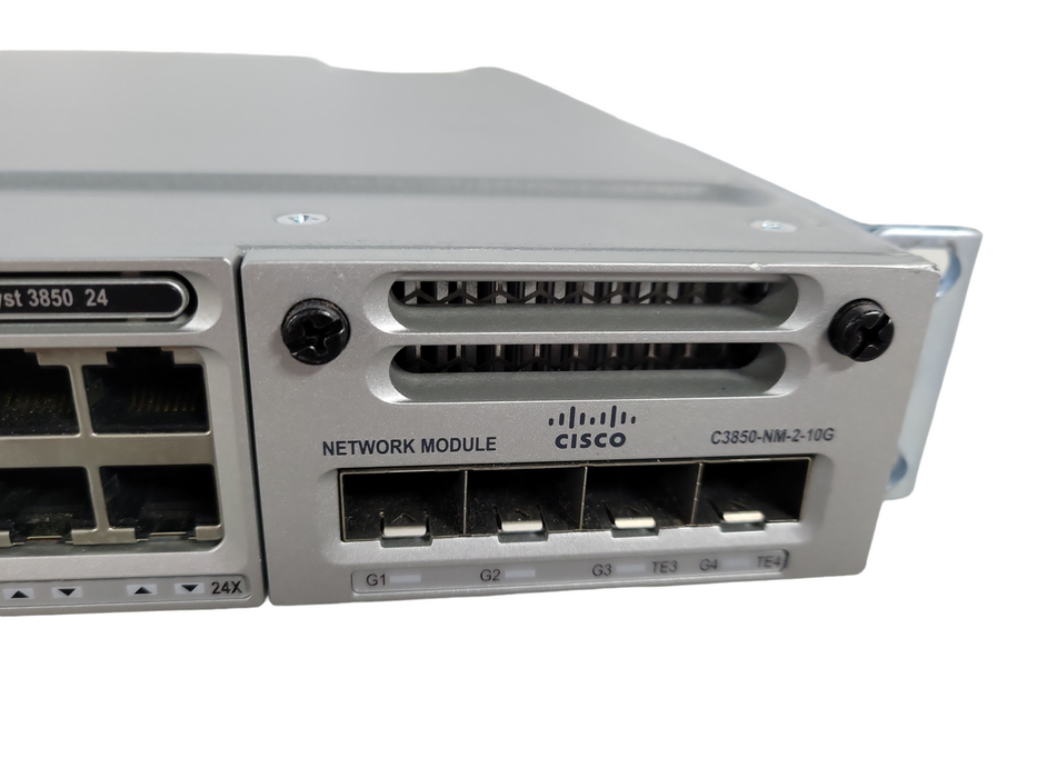 Cisco WS-C3850-24T-E 24-Port Gigabit Switch, 2x PSU, C3850-NM-2-10G !
