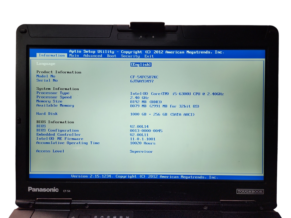 Panasonic Toughbook CF-54, i5-6300U, 8GB RAM, 1TB + 256GB, 10020 Hours  Lap200