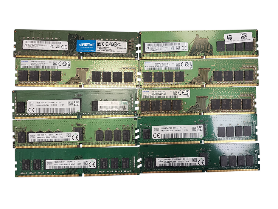Lot of 10x Various brands 16GB PC4-3200AA-U Desktop RAM $