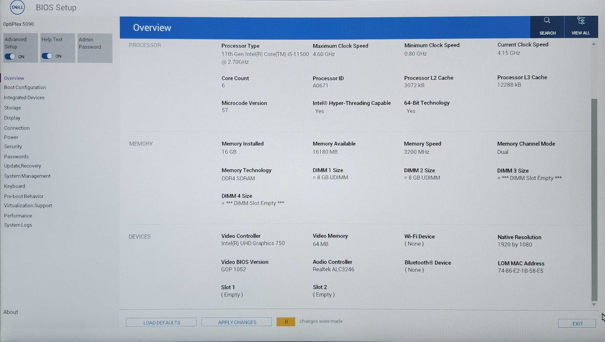 Dell OptiPlex 5090 SFF, i5-11500 2.7GHz, 16GB DDR4, 256GB NVMe