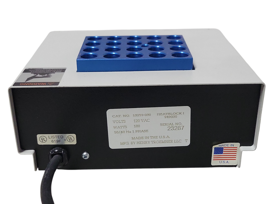 VWR standard heatblock 13259-030, Heatblock I 949030, 120VAC, 100W, 50/60Hz _