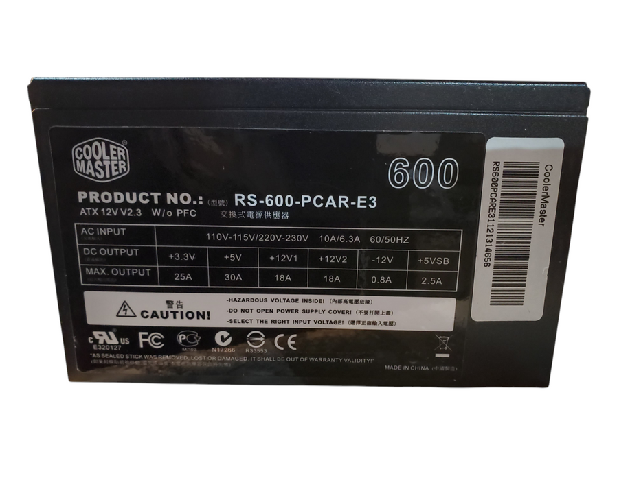 Cooler Master RS-600-PCAR-E3 600W ATX Desktop Power Supply