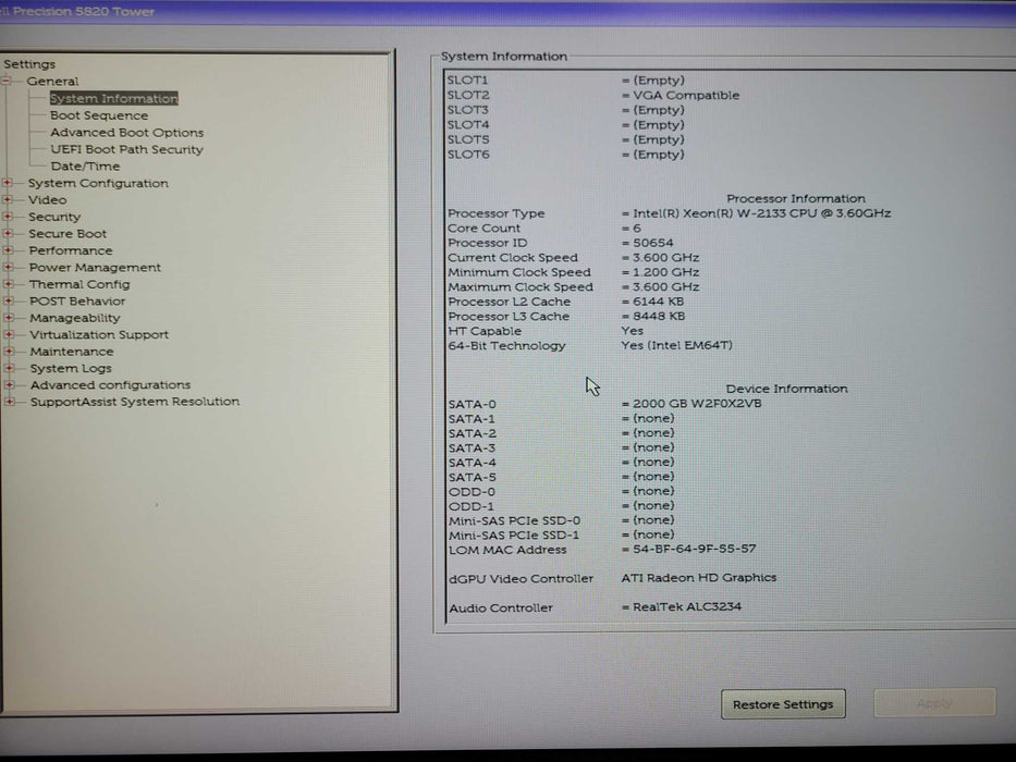 DELL Precision 5820 Xeon W-2123 3.6GHz 16GB RAM 2TB HDD Radeon PROwx7100 _