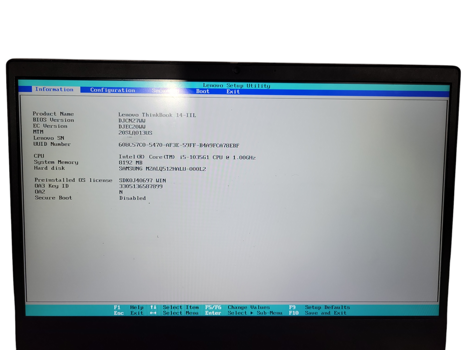 Lenovo ThinkBook 14 IIL i5-1055G1 1.0GHz 8GB Ram 512GB READ ! Lap200