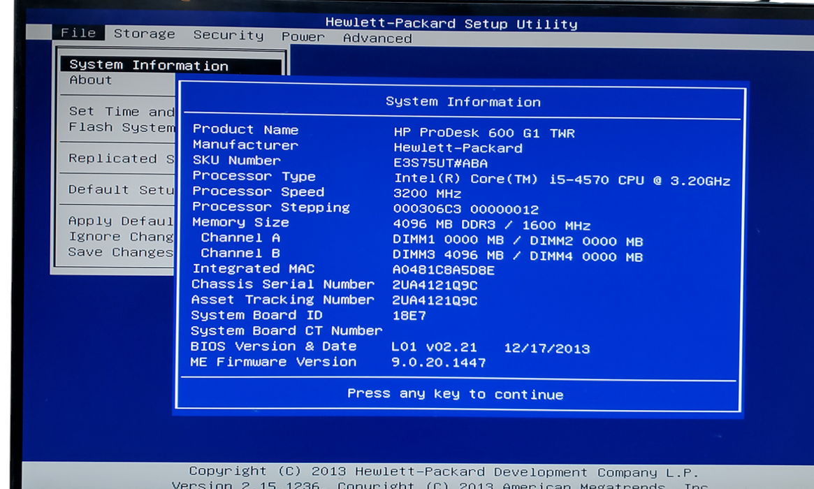 HP ProDesk 600 G1 Tower Core i5-4570@3.2 GHz 8GB RAM NO HDD/SSD DESKTOP TWR