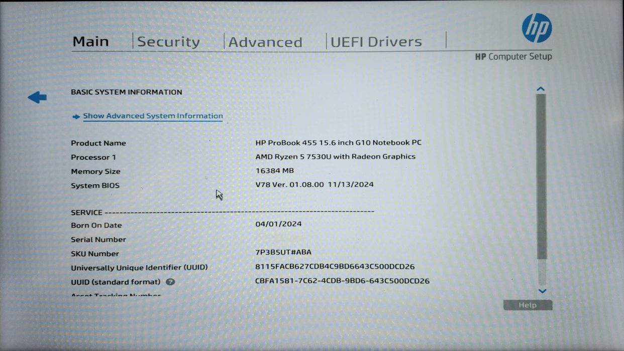 HP ProBook 455 15.6" G10 Notebook, Ryzen 5 7530U, 16GB DDR4, 256GB NVMe  Lap200