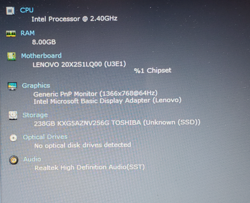 Lenovo ThinkPad L14 G2 Core i5-1135G7@2.4GHz 8GB RAM 256GB Nvme  Lap200