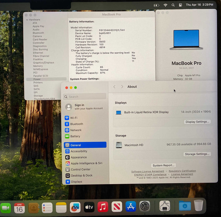 Apple MacBook Pro 14 '  2021 M1 Pro 32GB RAM 1TB SSD No Power Adapter