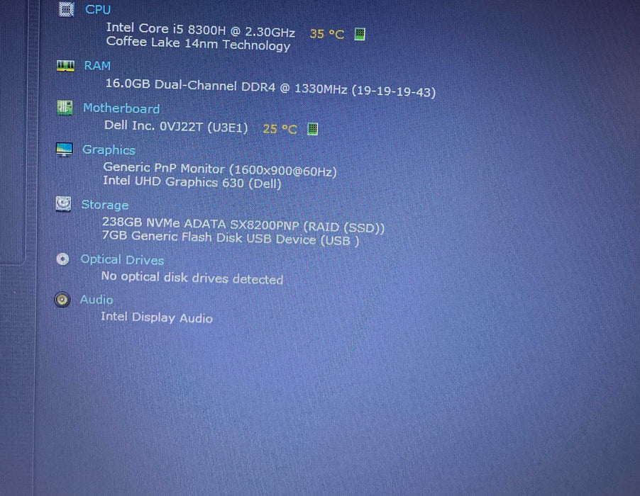 Dell Precision 7730 Core i5-8300H@2.3 Intel UHD 630 GPU 16GB RAM 256GB SSD  Lap200