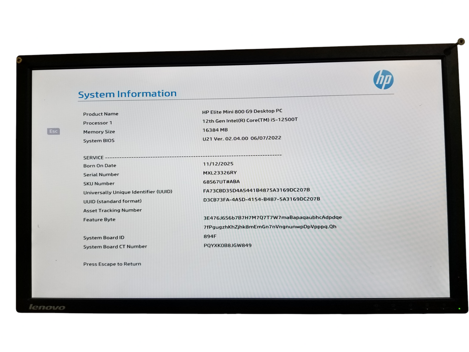HP Elite Mini 800 G9 Desktop | Intel i5-12500T, 16GB DDR5, 256GB NVMe, WiFi W/Adapter
