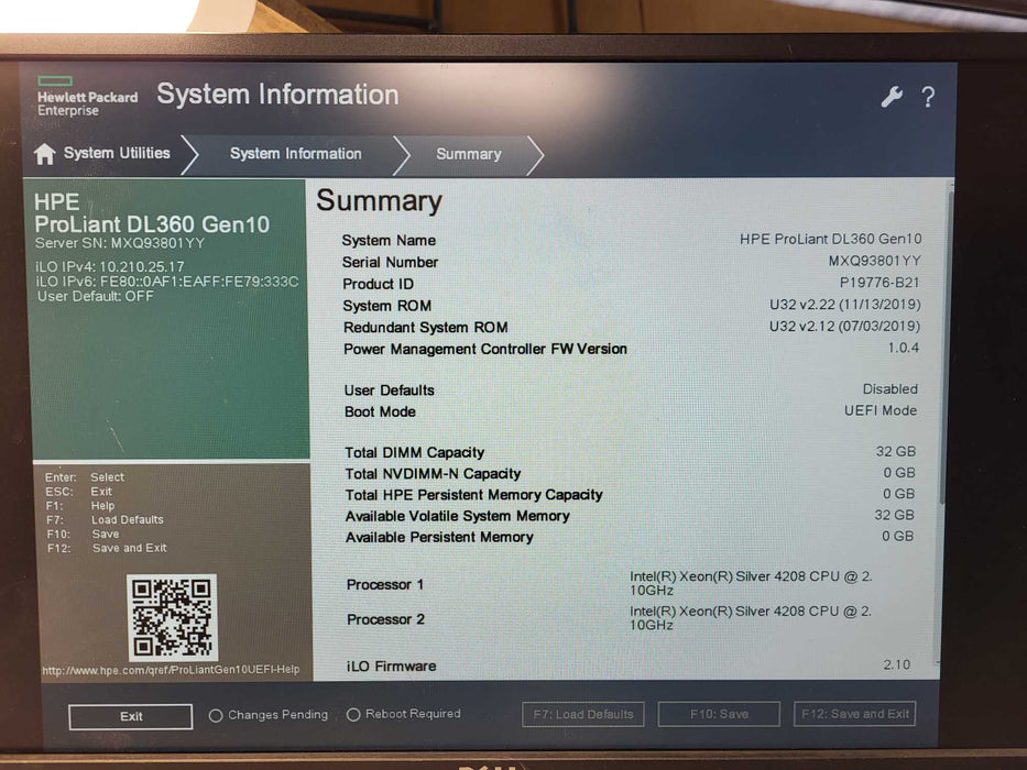 HPE ProLiant DL360 Gen10 8x2.5" 2x Silver 4208, 32GB DDR4, P408i-a SR Gen10 $
