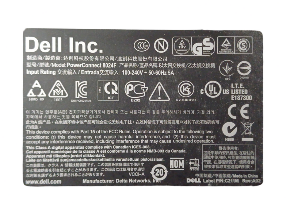 Dell PowerConnect 8024F 24-Ports SFP 10GbE SFP Network Switch