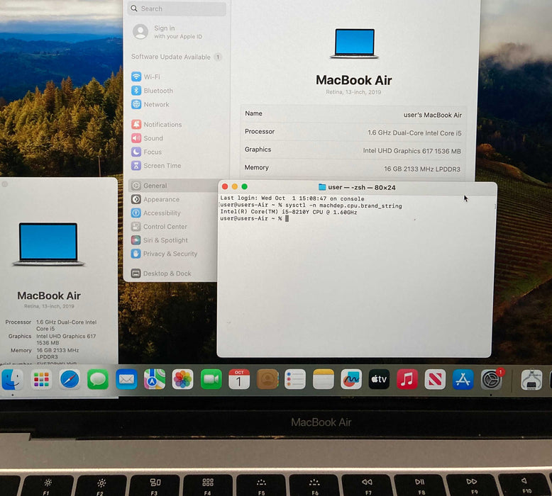 Apple MacBook Air 13" 2019 i5-8210Y@1.6GHz 16GB RAM 256GB SSD
