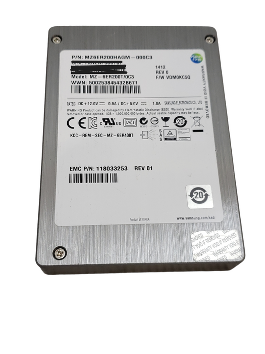 200GB SAS 2.5" Samsung 6Gb/s 4k SSD Q+