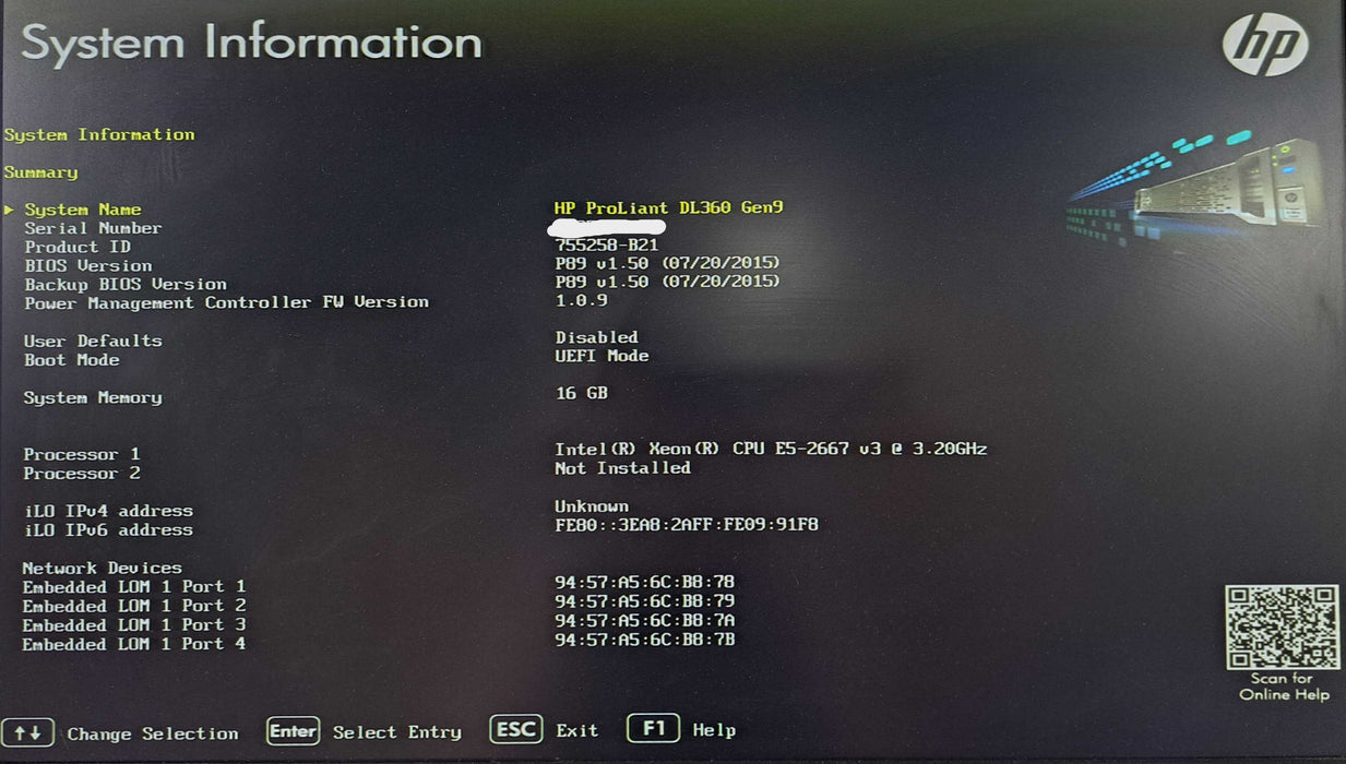 HP DL360 Gen9 1U 8x 2.5" | Xeon E5-2667 v3 @3.2GHz 8C, 16GB DDR4, P440ar