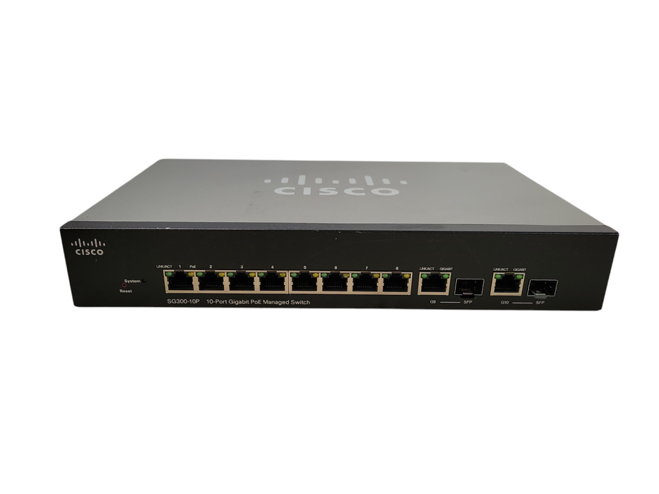 Cisco SG300-10P 10-Port Gigabit Ethernet PoE Managed Switch !