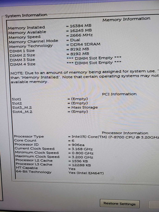 Dell Optiplex 7060 i7-8700 3.2GHz 16GB RAM 256GB NVMe 1TB HDDNO OS