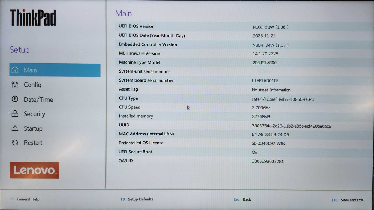 Lenovo ThinkPad P15 Gen 1| i7-10850H|32GB DDR4|256GB NVMe|RTX 3000 6GB|READ  Lap200