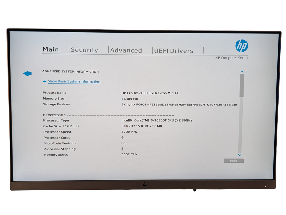 HP ProDesk 600 G6 Desktop mini PC Intel Core i5-10500T 16GB RAM 256GB NVMe  -