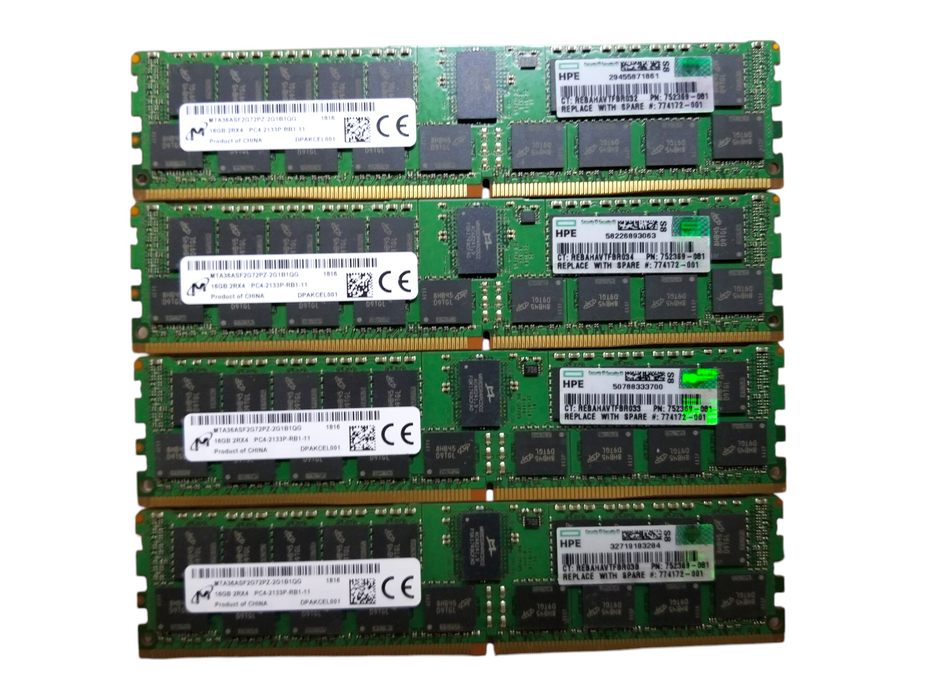 Micron 64GB Bundle (4x16GB) 2Rx4 PC4-2133P- RB1/0 / 11/10  DDR4 Server RAM Q