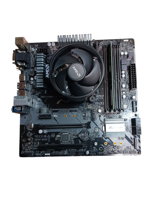 ASRock B450M Pro4 Motherboard AMD Ryzen 3 2200G 8GB DDR4 No I/O Shield