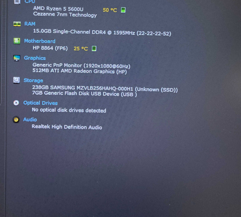 HP PROBOOK 455 G8 AMD Ryzen 5 5600U@2.3GHz 16GB RAM 256GB SSD READ  Lap200
