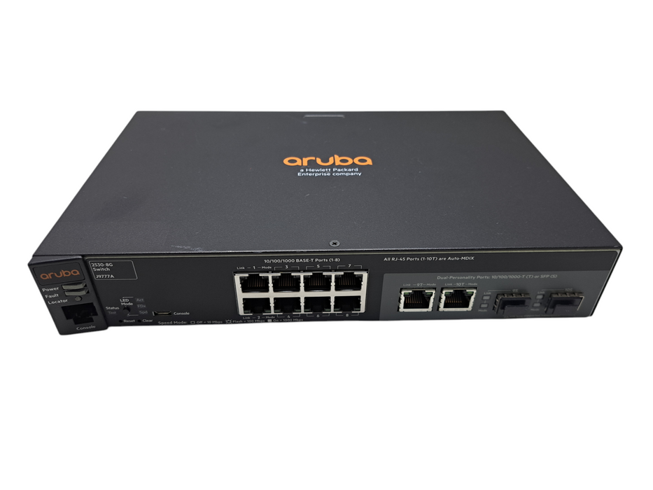 Aruba 2530-8G J9777A | 8-Port Gigabit Managed Switch | No Adapter )