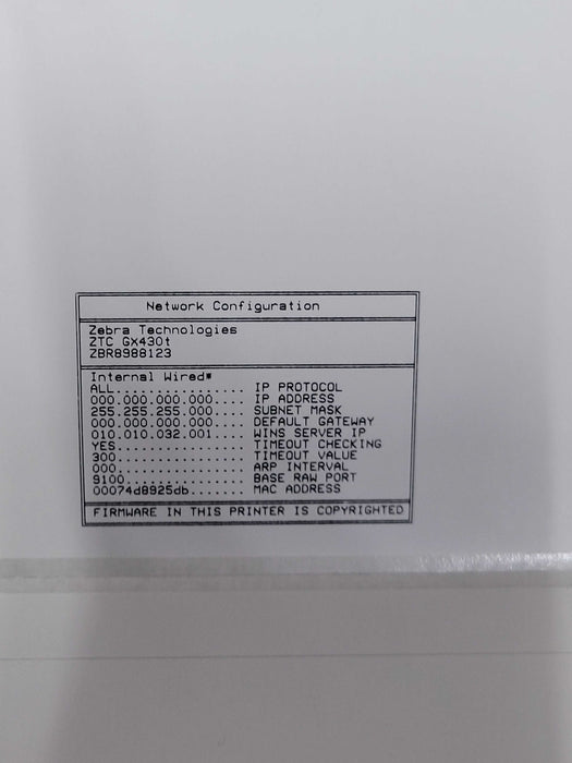 Zebra GX430T Thermal Transfer Label Printer 300 dpi USB Ethernet Serial _