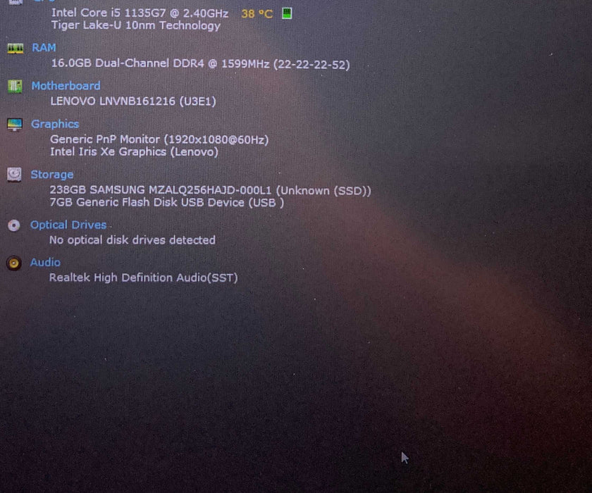 Lenovo ThinkBook 15 G2 ITL Core i5-1135G7@2.40GHz 16GB RAM 256GB SSD READ!  Lap200