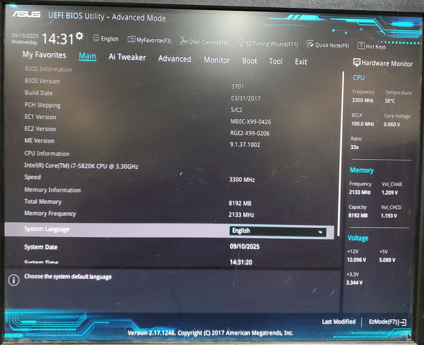 Asus X99-A - i7-5820K 8GB DDR4 NO HDD NO HDD *READ*