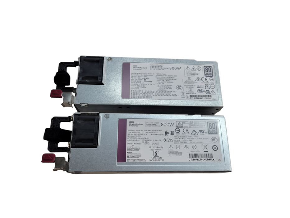 Lot of 2x - HPE 800W 80 Plus Platinum 1U PSU (865412-101) %