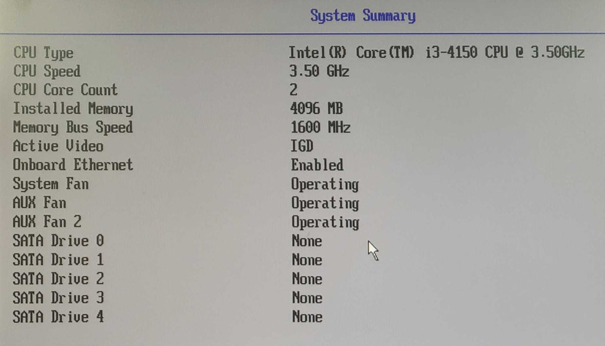 Lenovo ThinkServer RS140 - Core i3-4150 @ 3.50GHz, 4GB DDR3, NO HDDS