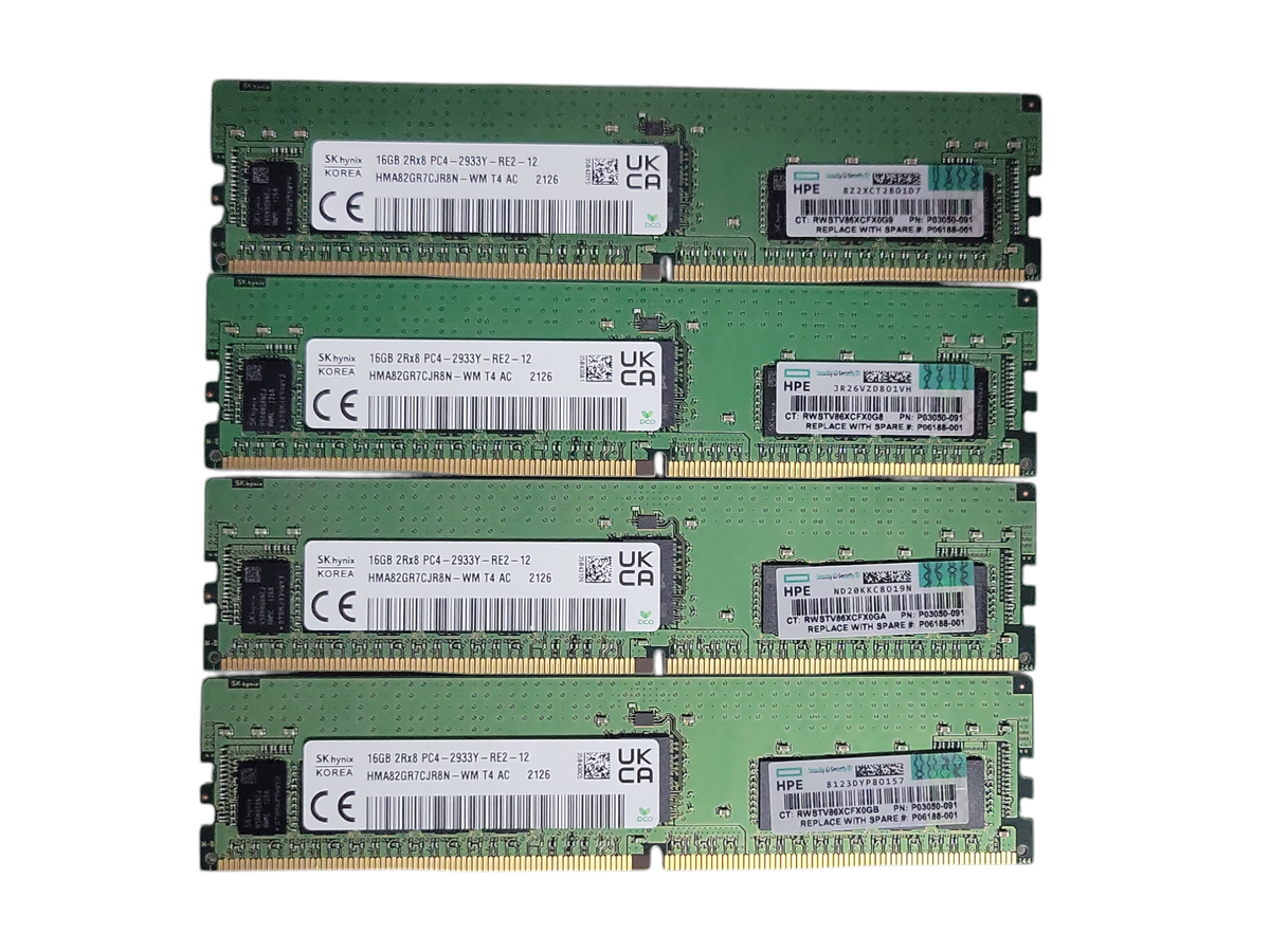 Lot of 4x SKhynix 16GB 2Rx8 PC4-2933Y-RE2 DDR4 Server RAMs _