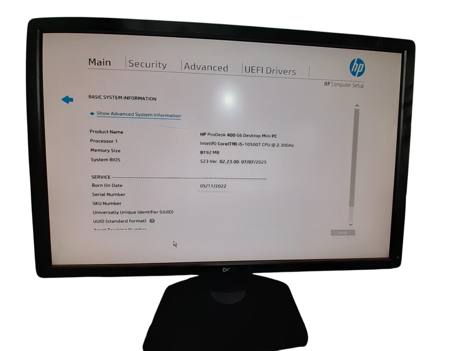 HP PRODESK 400 G6 i5-10500T @ 2.30GHz 8GB DDR4 256GB NVMe
