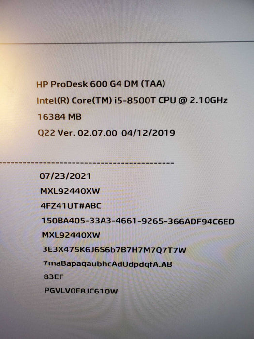 HP ProDesk 600 G4 Mini Desktop | i5-8500T 2.1GHz | 16GB | 256GB SSD