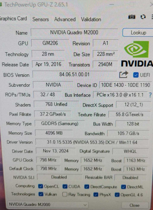 PNY/NVIDIA Quadro M2000 4GB GDDR5 PCIe Graphics Card 4x Display Port _