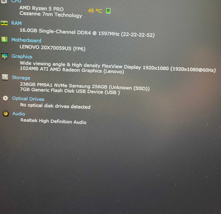 Lenovo ThinkPad L15 Gen 2 AMD Ryzen 5 PRO 5650U 16GB RAM 256GB SSD  Lap200