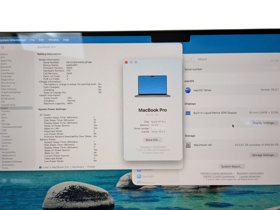 Apple MacBook PRO 16-inch 2021 M1 PRO 32GB Unified RAM 1TB Storage  -