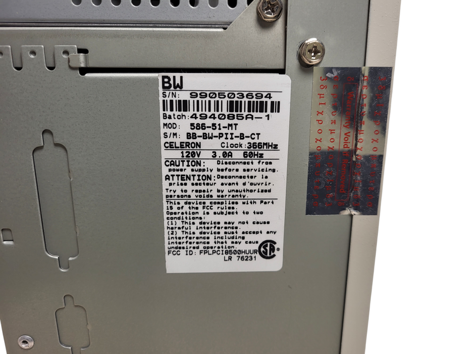 Vintage Tower desktop Chips PC PC100 BX Celeron 366 MHz 64MB RAM No HDD $