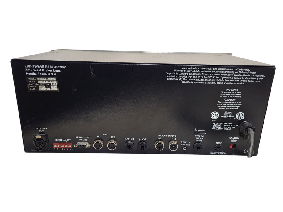 Techobeam System Lighting Controller LCD Screen Lightwave Research READ $