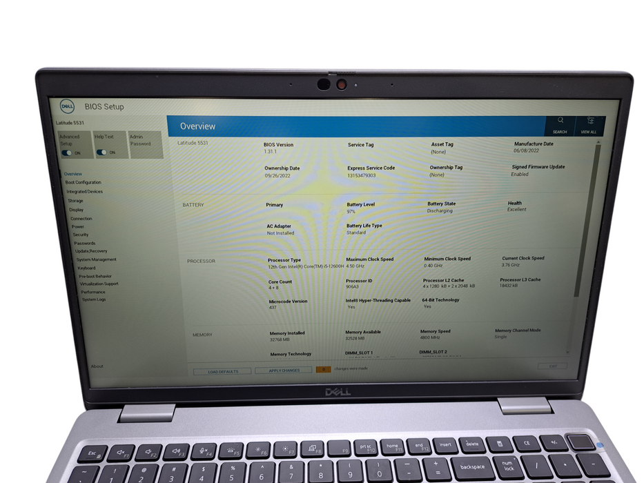 Dell Latitude 5531 | Intel Core i5-12600H @2.20GHz, 32GB DDR5, 256GB NVMe ) Lap200