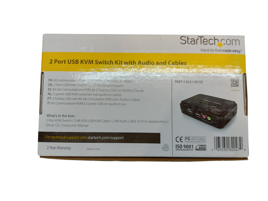 2 Port Black USB KVM Switch Kit SV211KUSB with Audio and Cables
