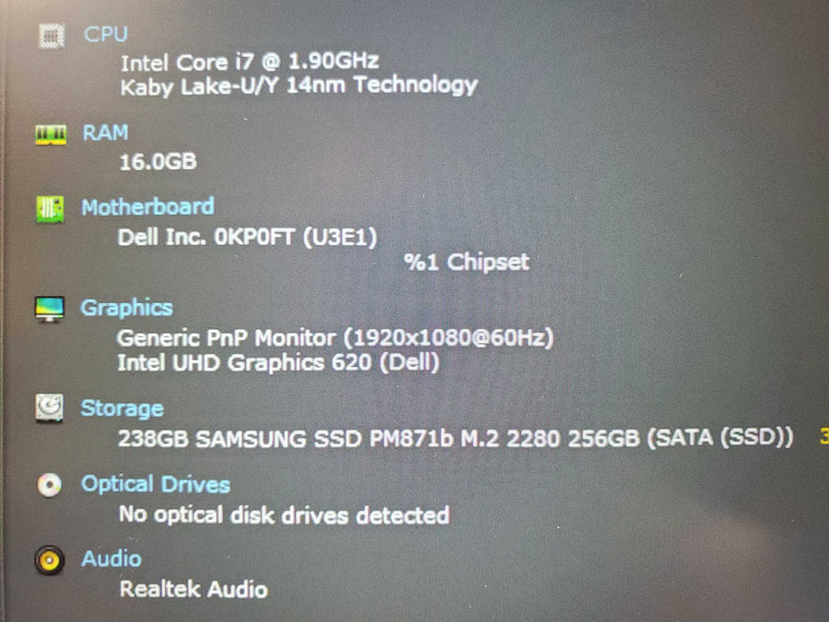 Dell Latitude 7490 14'' i7-8650U 16GB Ram 256GB NVME  Lap200