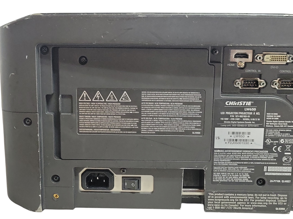 Christie LW650 WXGA Projector HDMI 6500 Lumens, 758 Lamp hours _