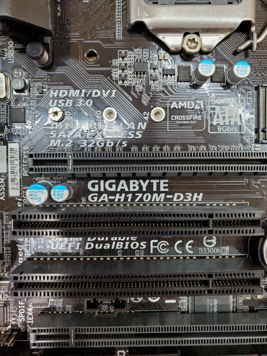 Gigabyte GA-H170M-D3H LGA 1151 Motherboard - No CPU/RAM/I/O Shield *READ*