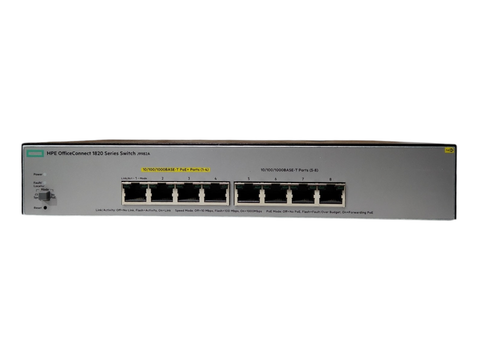 HP 1820-8G-PoE+ (65W) | 8-Port Gigabit PoE+ Managed Switch J9982A