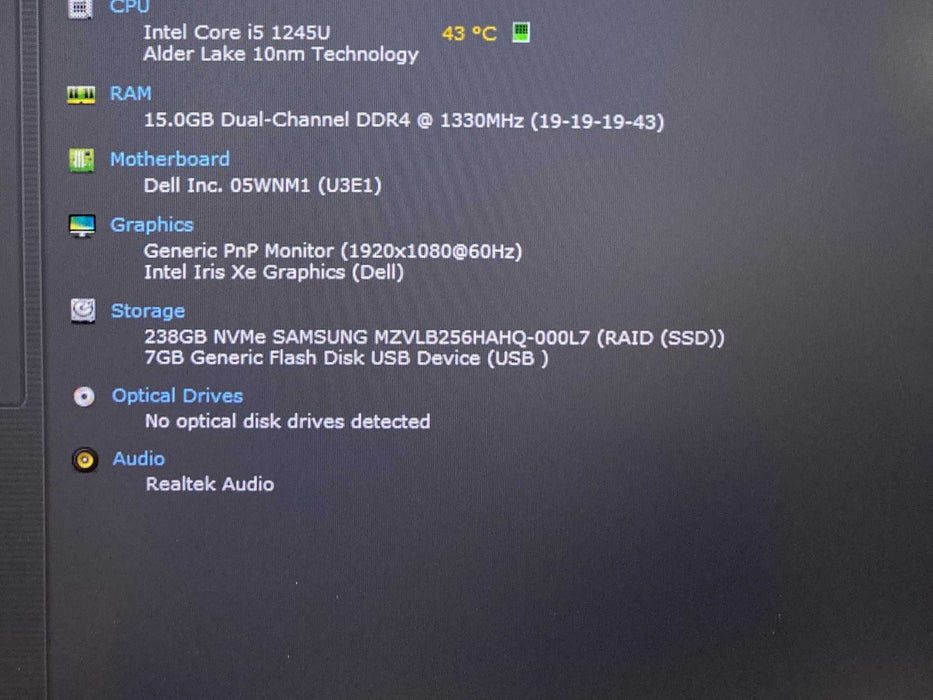 Dell Latitude 7430 Core i5-1245U@1.6GHz 16GB RAM 256GB SSD  Lap200